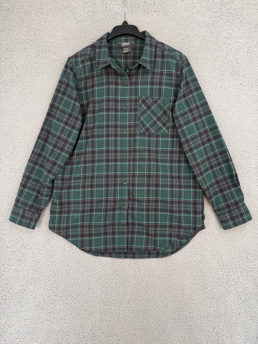 Outdoor Research Men’s XL/TG long sleeve plaid button up flannel shirt Green